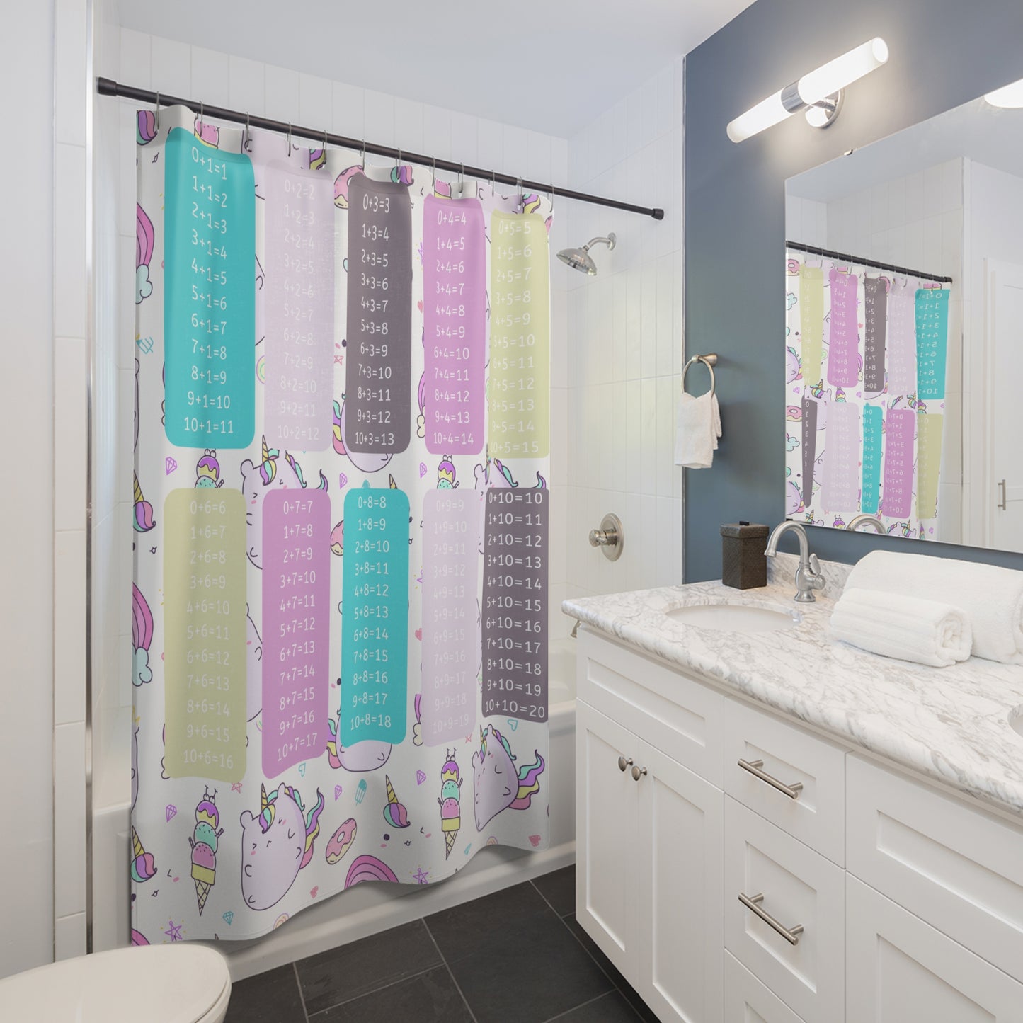 Unicorn and Addition Shower Curtain