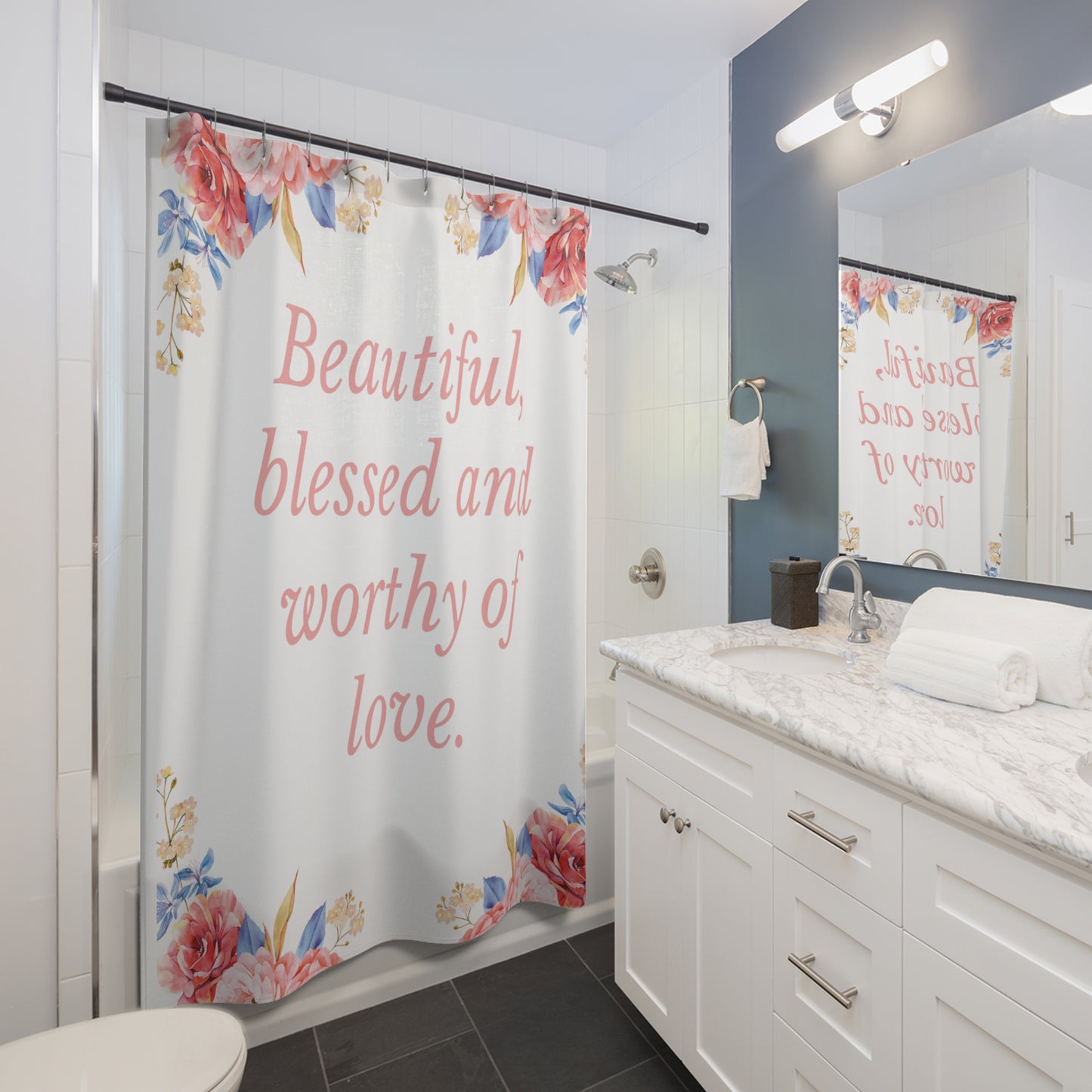 Beautiful, Blessed And Worthy of Love Shower Curtain